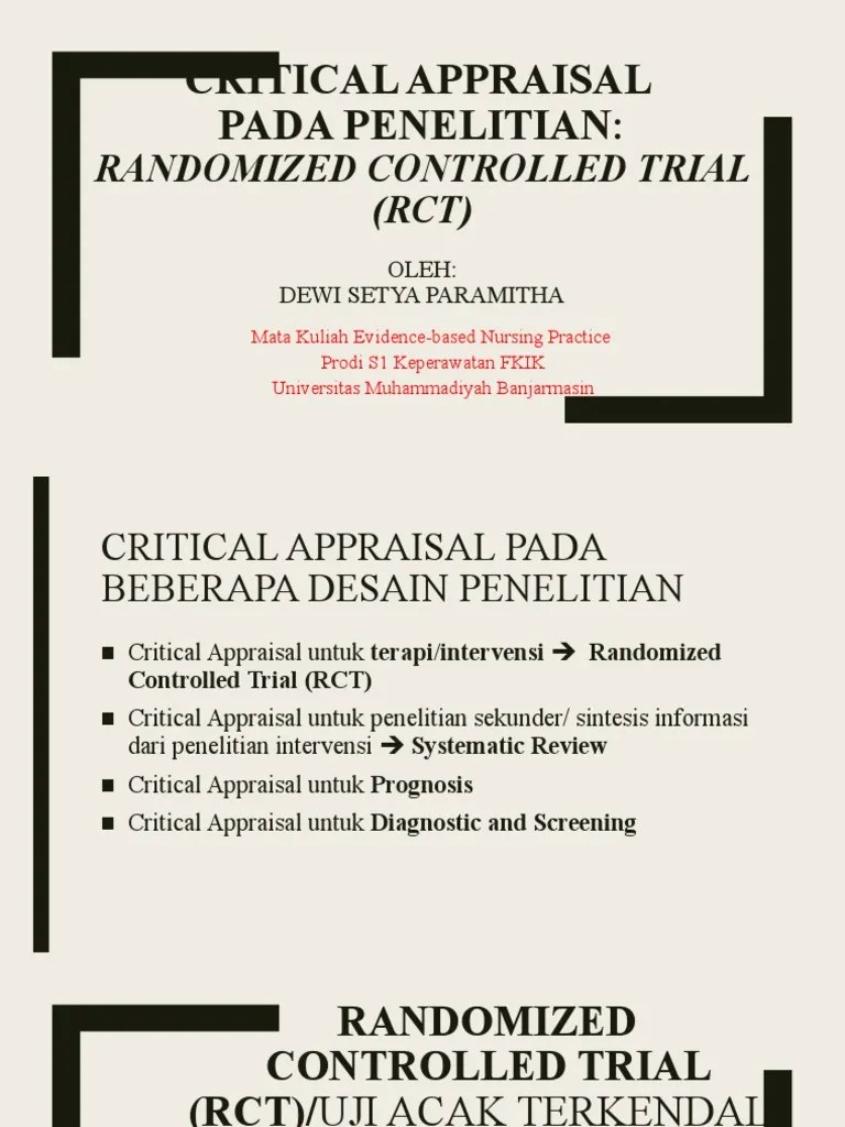 CRITICAL APPRAISAL PADA PENELITIAN - Randomized Controlled Trial (RCT ...