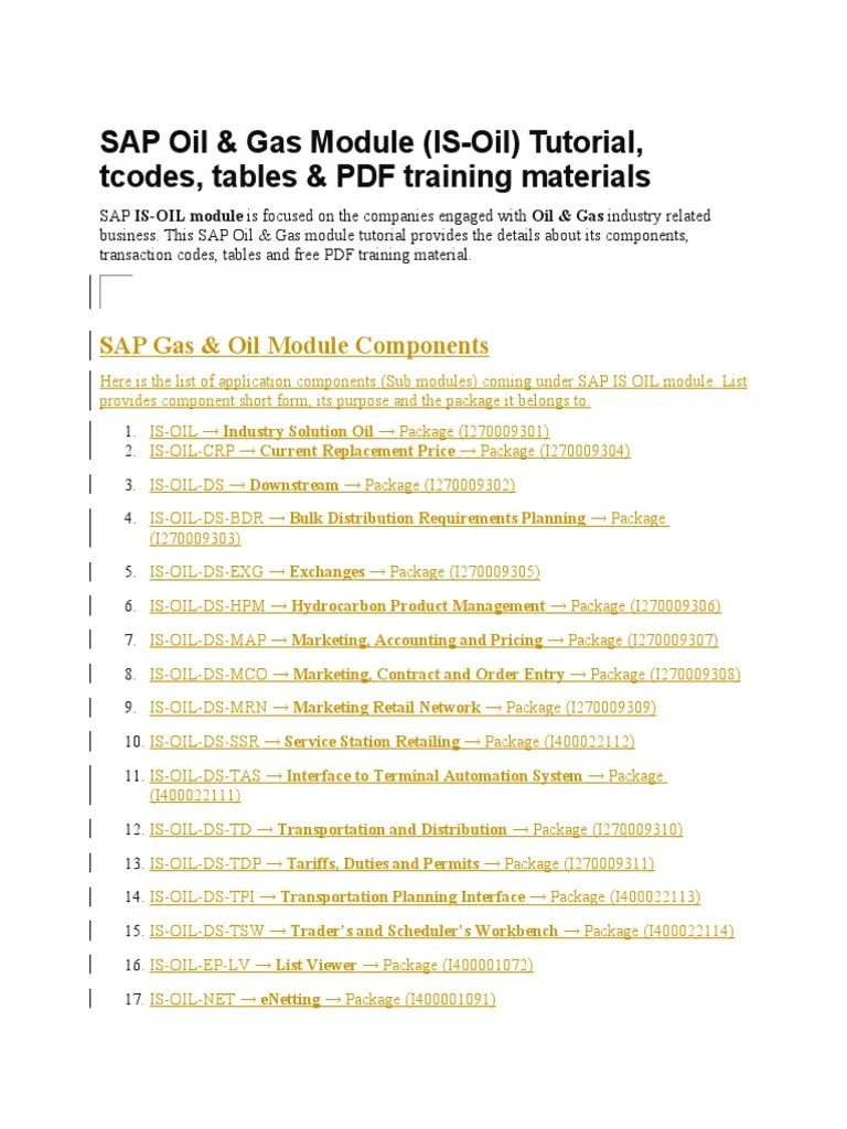 SAP Oil & Gas Module (IS-Oil) Tutorial, Tcodes, Tables & PDF Training ...