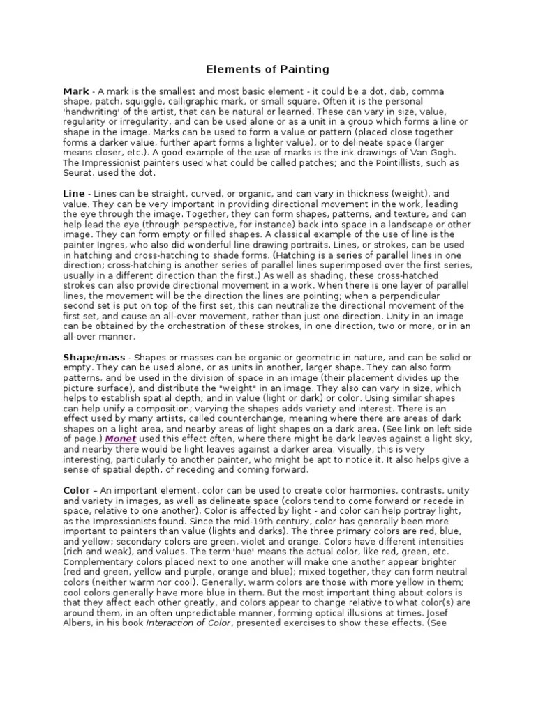 Elements Of Painting | PDF | Composition (Visual Arts) | Color