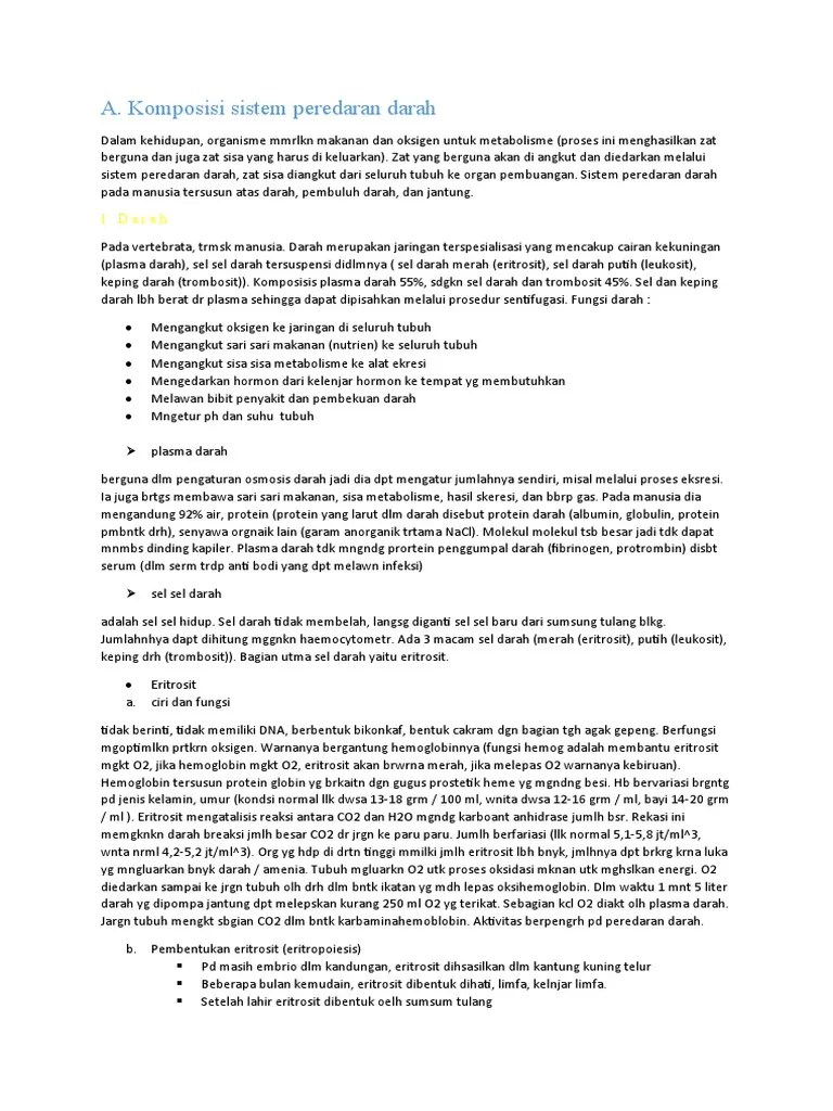 Rangkuman Sistem Peredaran Darah | PDF
