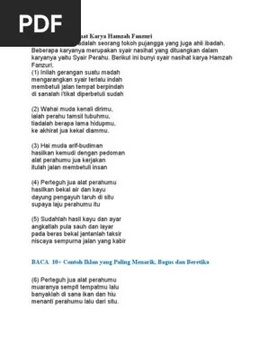 Contoh syair nasihat karya hamzah fanzuri. Contoh Syair Nasihat Karya Hamzah Fanzuri Pdf