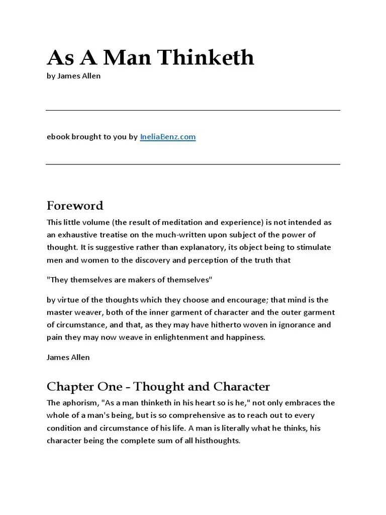 As A Man Thinketh | PDF | Virtue | Mind