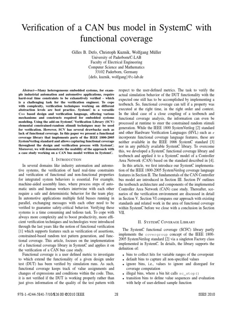 Verification Of A CAN Bus Model In SystemC With | PDF | Formal ...
