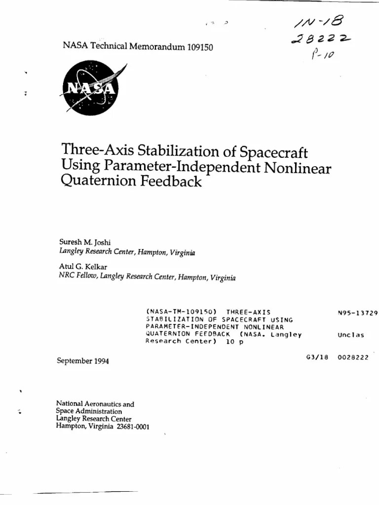 Three-Axis Stabilization Of Spacecraft | PDF