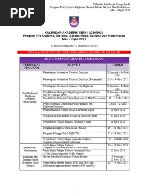 Kalendar akademik uitm sesi 2020 2021 rria my. Kalendar Akademik Mac Ogos 2021 Pdf