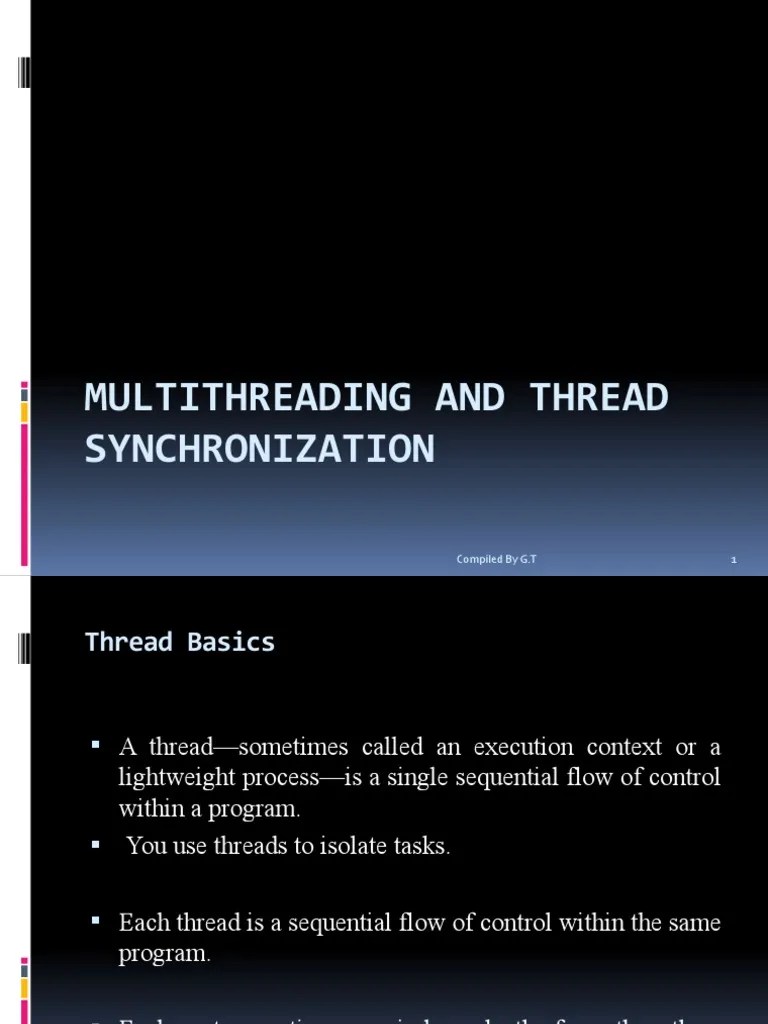 Multithreading And Thread Synchronization Lecture Note | PDF | Thread ...