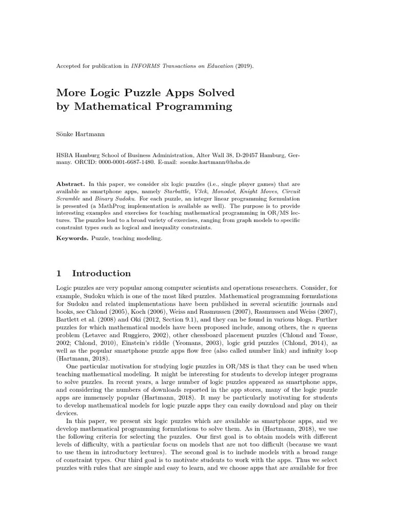 More Logic Puzzle Apps Solved | PDF | Vertex (Graph Theory ...