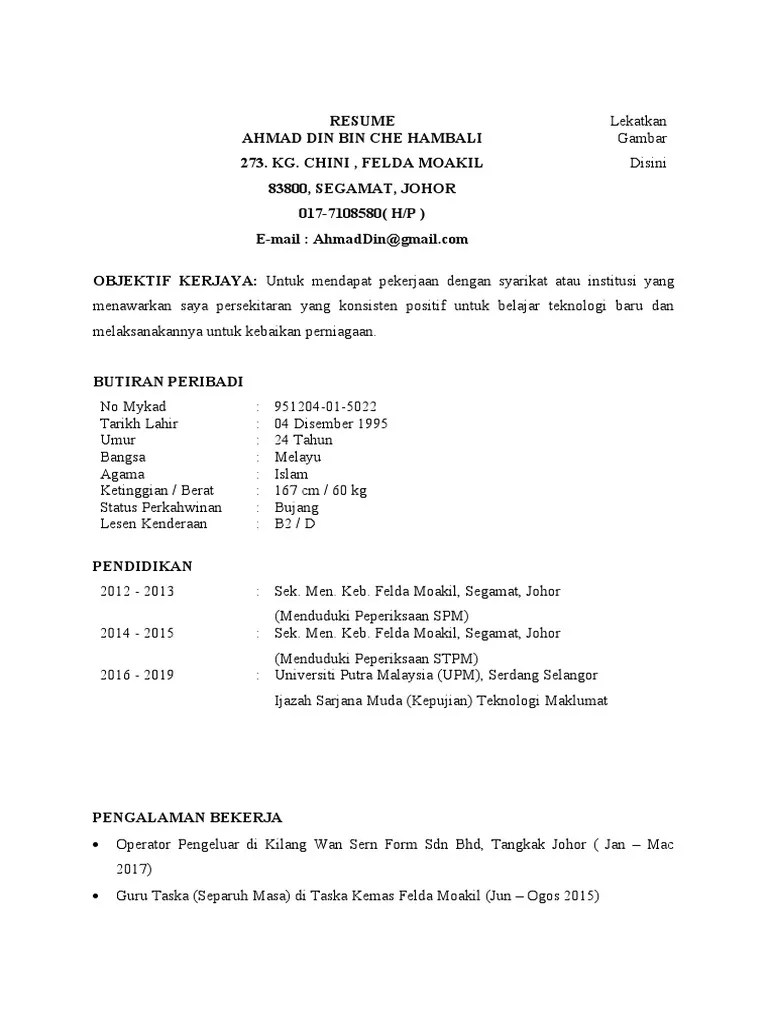 Lebih daripada 50 contoh resume telah dicipta oleh pakar kami untuk kegunaan pelbagai industri dan pekerjaan di malaysia. Contoh Resume Mohon Kerja Pdf