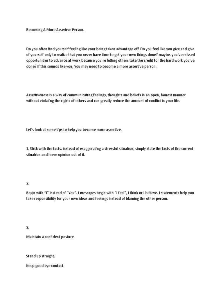 Becoming A More Assertive Person | PDF | Self-Improvement