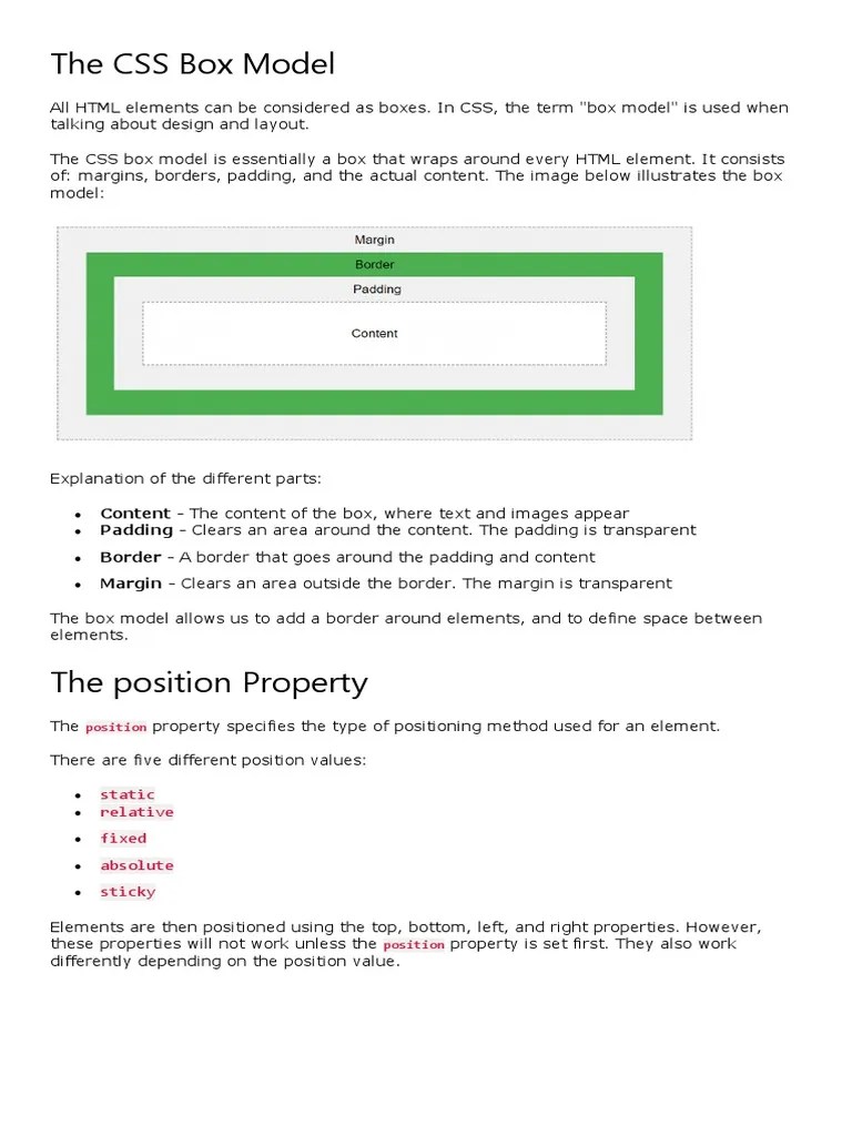 The CSS Box Model | PDF | Hypertext | Software