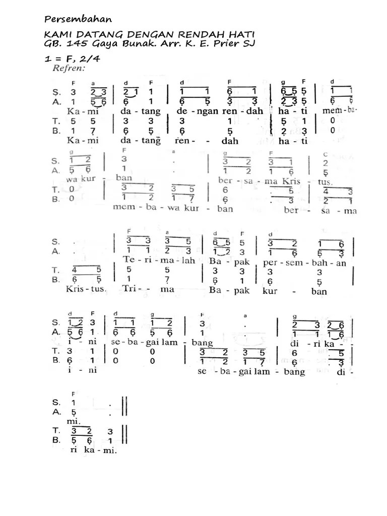 Kami Datang Dengan Rendah Hati By Prier SJ | PDF