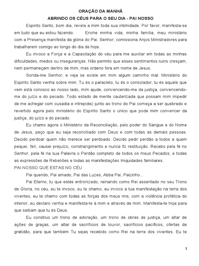 Oração Da Manhã | PDF | Céu | Espírito
