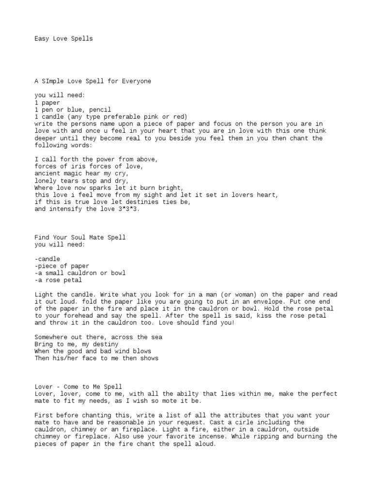 Easy Love Spell | PDF | Candle | Cakes