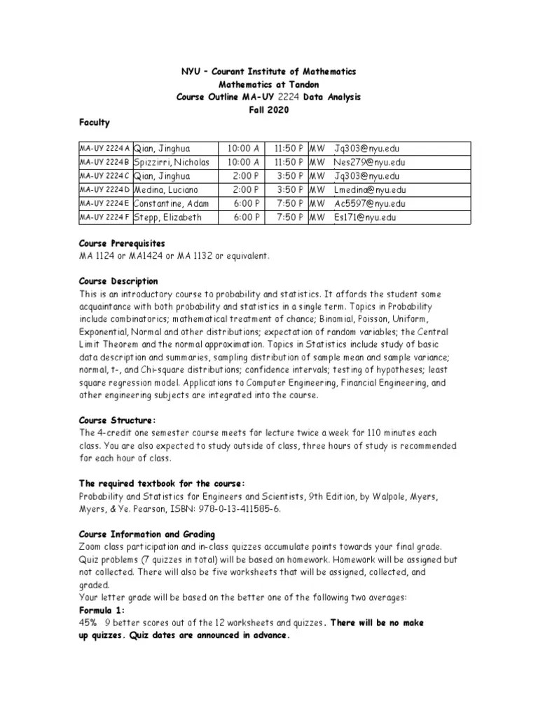 Data Analysis Syllabus | PDF | Probability Distribution | Statistics