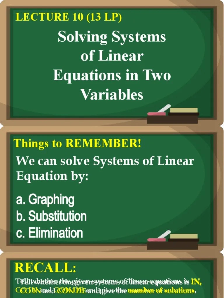 Lesson 10-Solving Systems Of Linear Equation By Graphing, Substitution ...