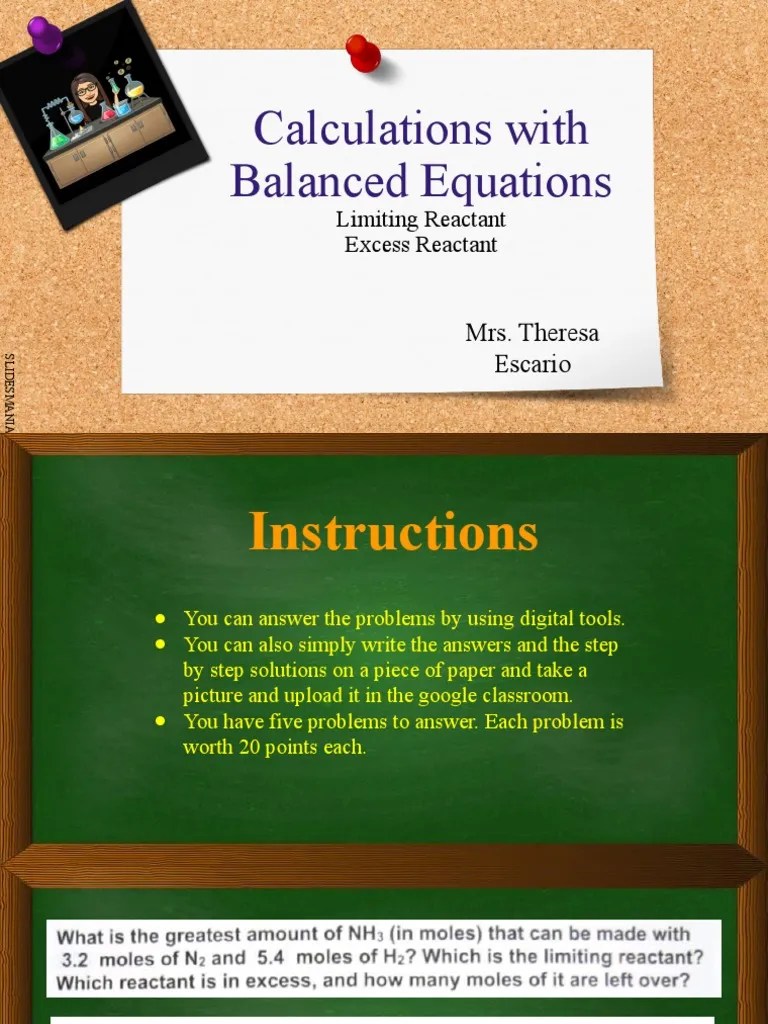 Limiting Reactant Excess Reactant Activity Sheet Orly.C.balag | PDF ...