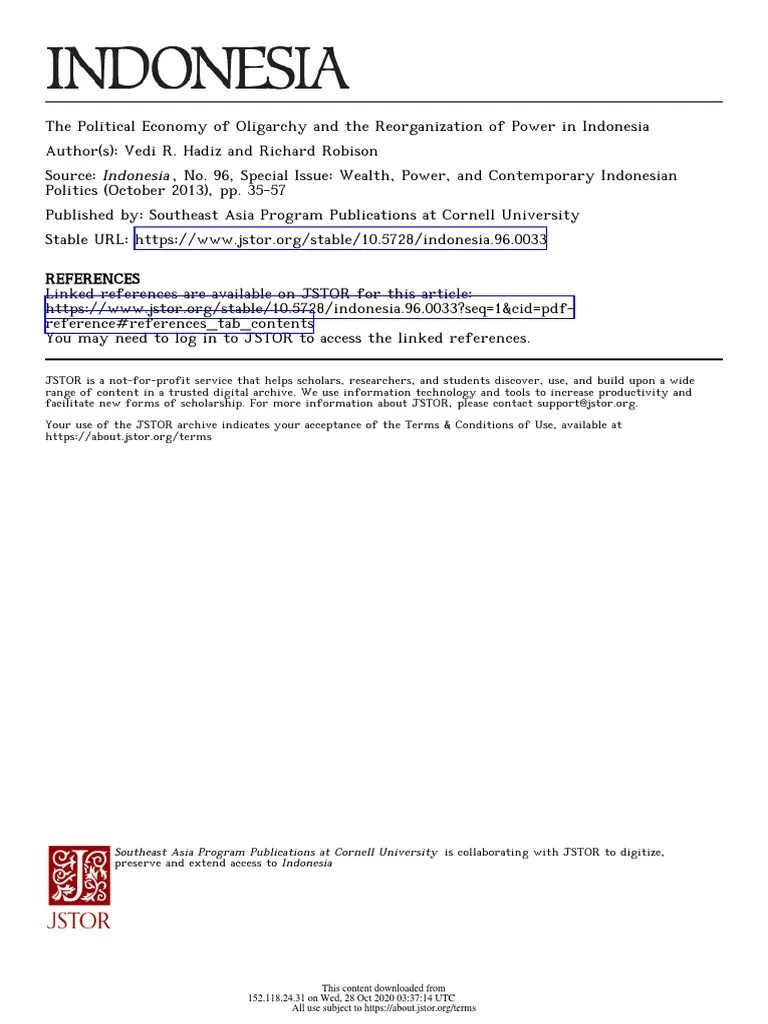 The Political Economy Of Oligarchy And The Reorganization Of Power In ...