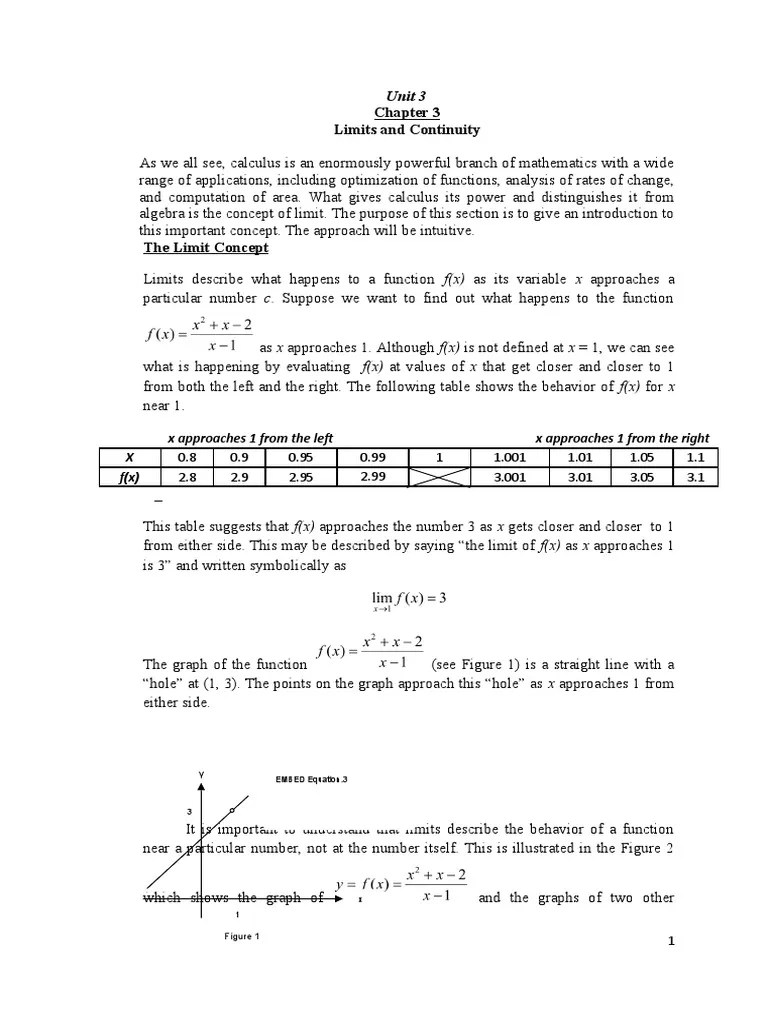Unit 3 Chapter 3 (Limits And Continuity) | PDF | Continuous Function ...