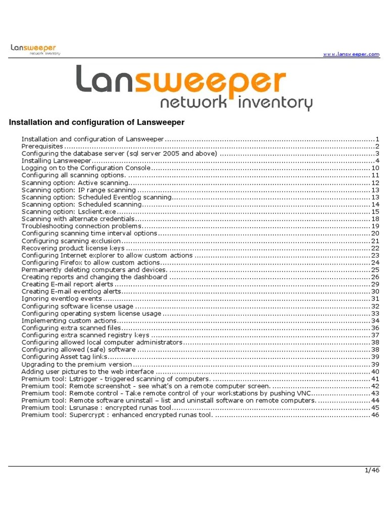 Installation And Configuration Of Lansweeper | PDF | Windows Registry ...