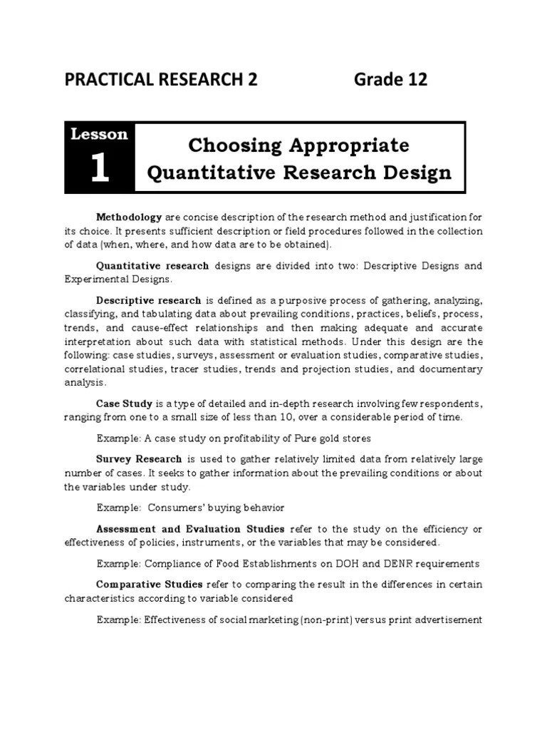 Practical Research 2 Q2 Module 1 2 1 | PDF | Research Design | Sampling ...