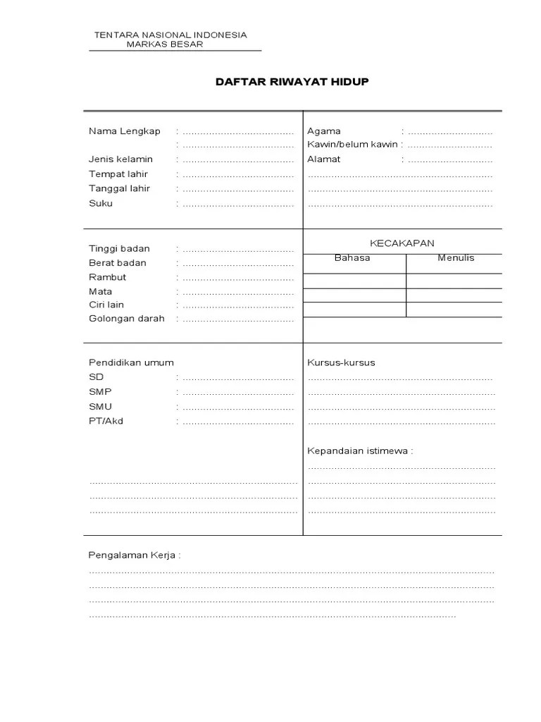 Blangko Administrasi - Tni | PDF