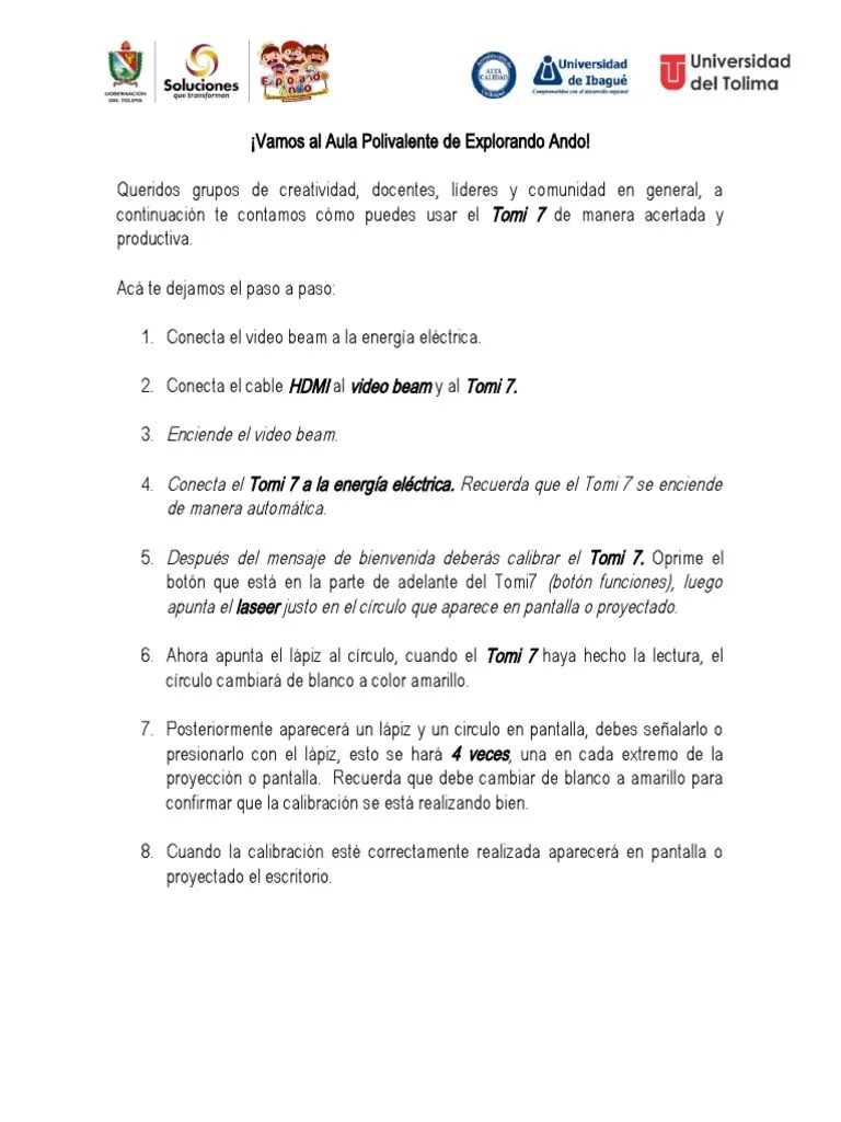 Pasos Para Usar El Tomi 7 | PDF