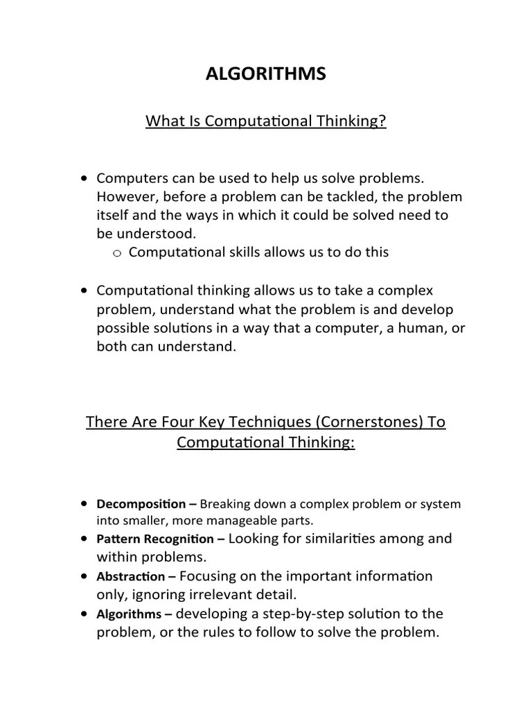 Algorithms: What Is Computational Thinking? | PDF | Algorithms ...