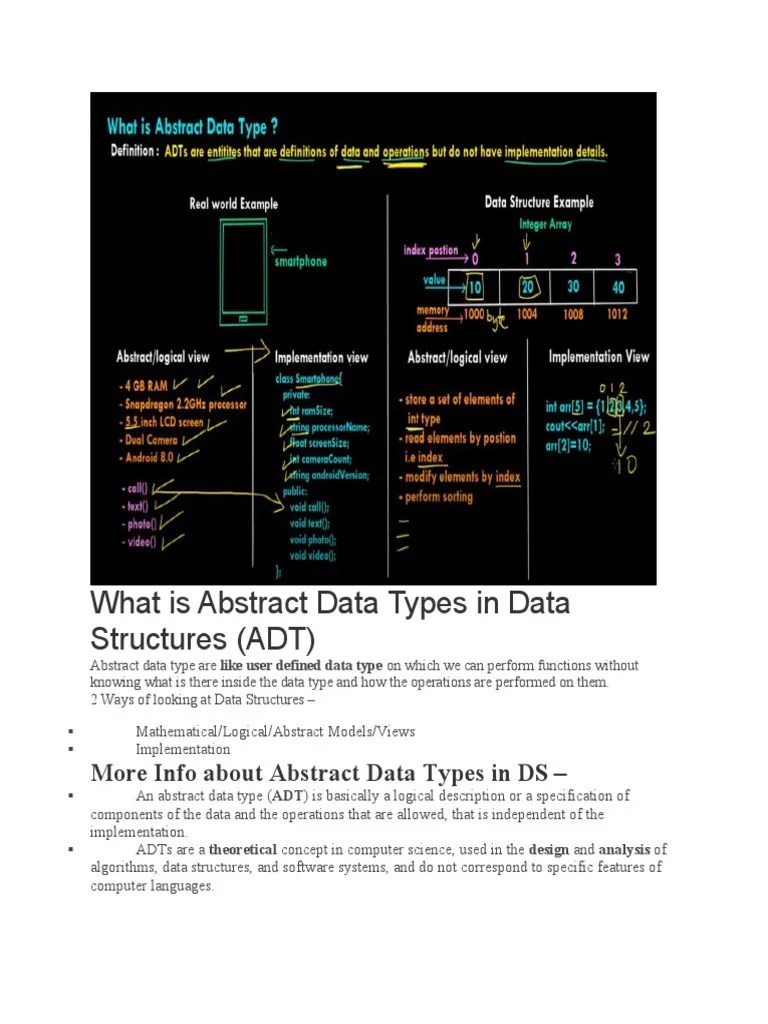 What Is Abstract Data Types In Data Structures (ADT) | PDF