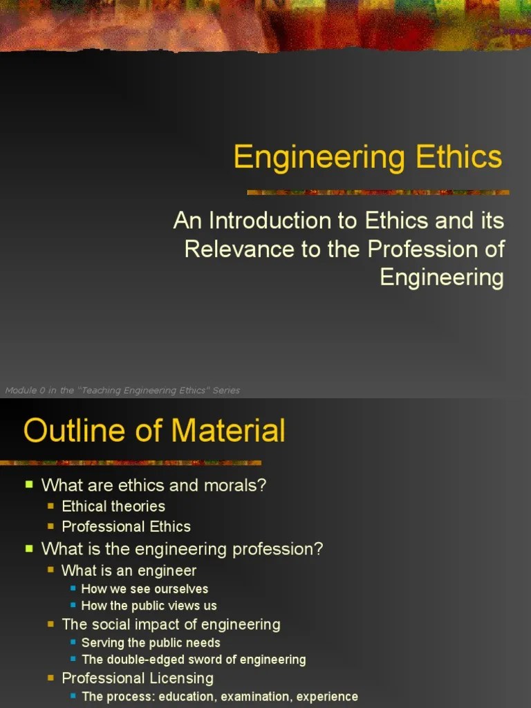 Engineering Ethics: An Introduction To Ethics And Its Relevance To The ...