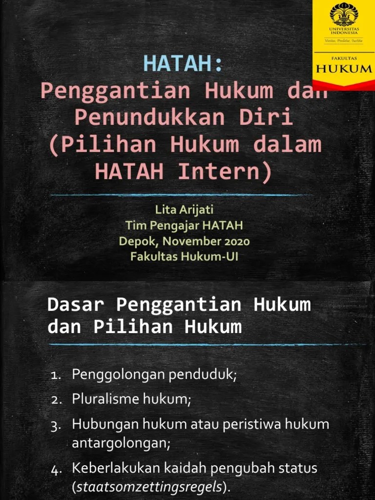 Penggantian Hukum Dan Penundukan Diri | PDF