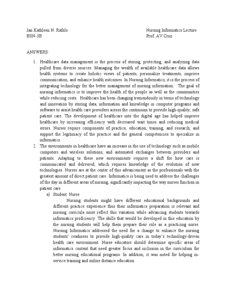 Module 1 - Self Assessment | PDF | Health Informatics | Nursing