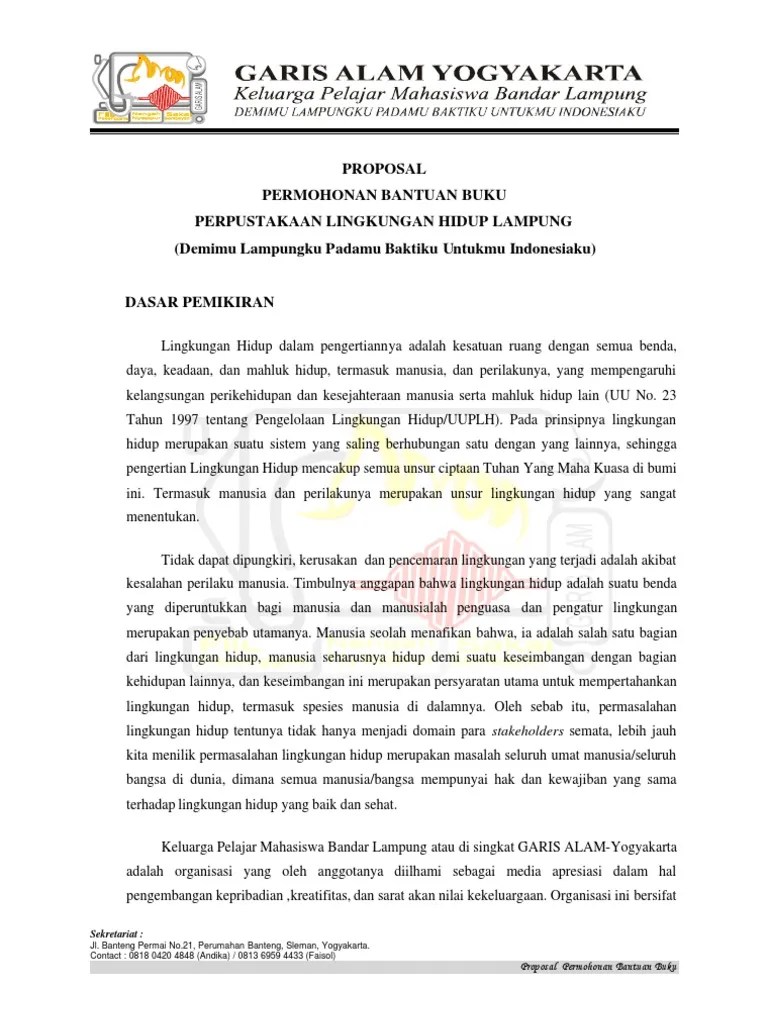 Jum'at, 26 juli 2013 yogyakarta, 1 juli. Proposal Permohonan Bantuan Buku Dan Lampiran1 Pdf