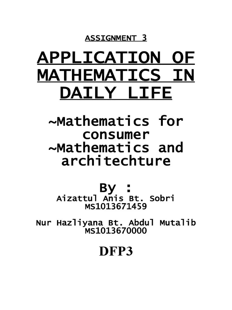 Application Of Mathematics In Daily Life: Mathematics For Consumer Mathematics And Architechture ...