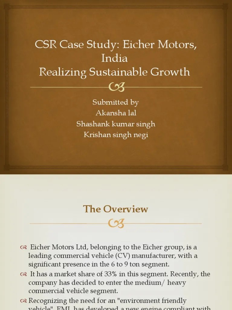 CSR Case Study | PDF | Engines | Environmental Impact Assessment