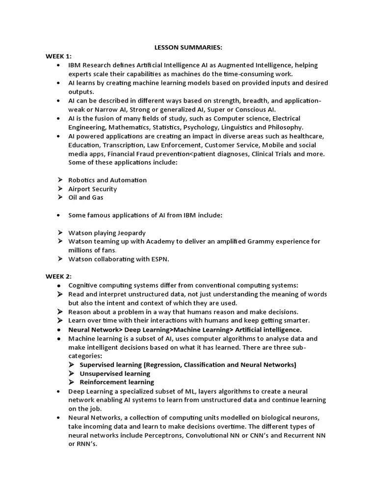 Introduction To AI IBM (COURSERA) | PDF | Artificial Intelligence ...