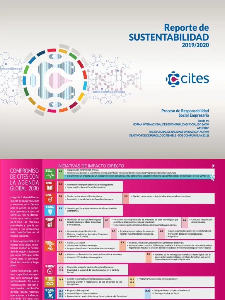 Reporte Sustentabilidad Cites 2019 2020 | PDF | Empresa De Inicio ...