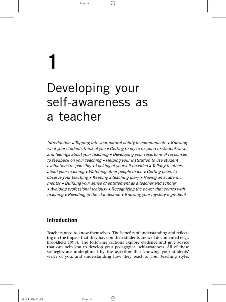 Developing Your Self-Awareness As A Teacher (PDFDrive) | PDF | Teachers | Curriculum