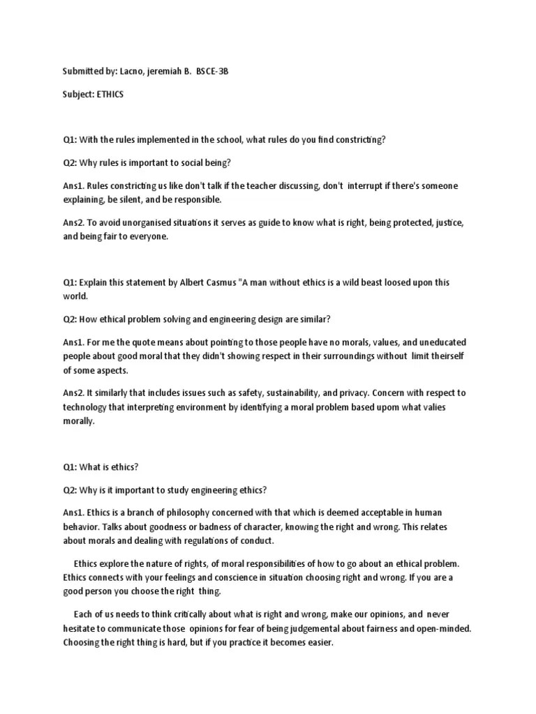 Exploring The Importance Of Rules, Ethics, And Moral Responsibility In Engineering | PDF | Value ...