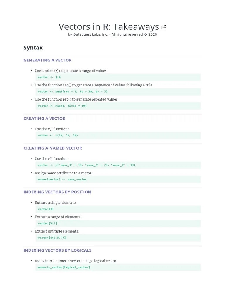 R Vectors | PDF | Computer Programming | Software Engineering