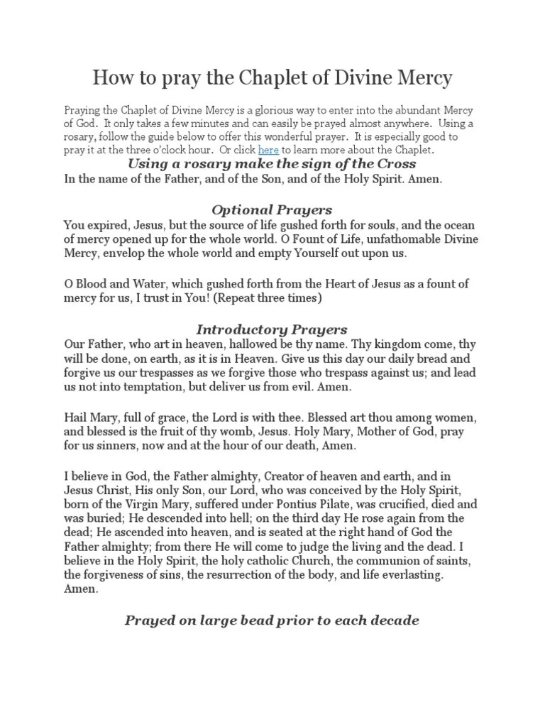 Chaplet Of Divine Mercy | PDF | Theology | Religious Behaviour And ...