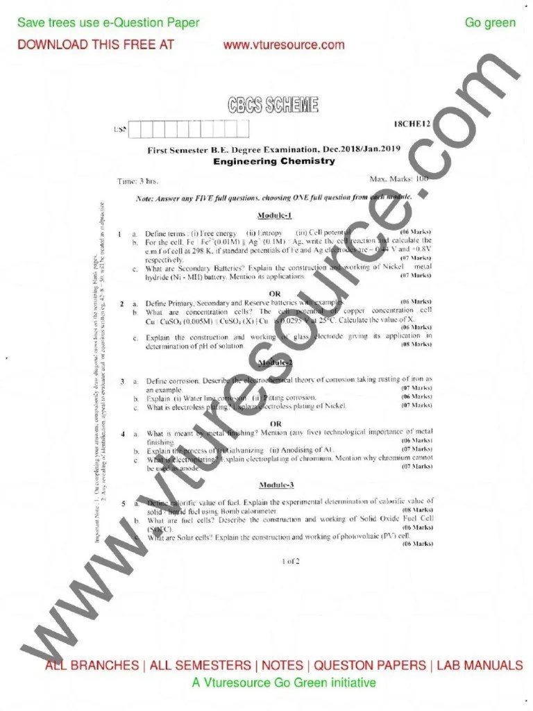 Vtu 2018 C Cycle Question Paper | PDF