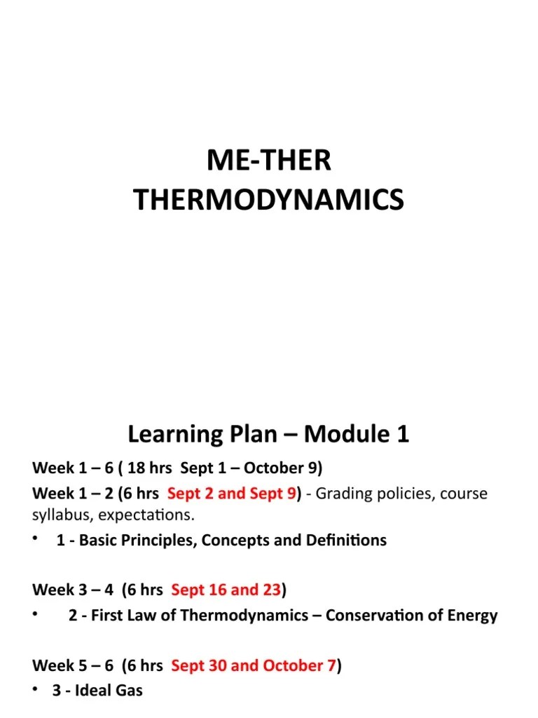 THERMODYNAMICS - MODULE 1 - Lesson 1 3 - Week 1 6 | PDF | Mole (Unit ...