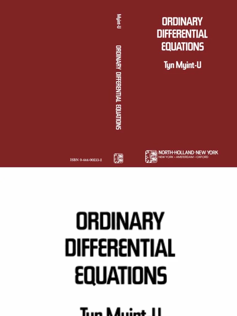 Tyn Myint-U - Ordinary Differential Equations-Elsevier North-Holland (1978) | PDF