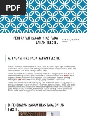 Dengan media kain dan cat . Penerapan Ragam Hias Pada Bahan Tekstil Pdf