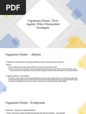 Kul 1 - Organisasi Bisnis, Teori Agensi, Etika Manajemen | PDF