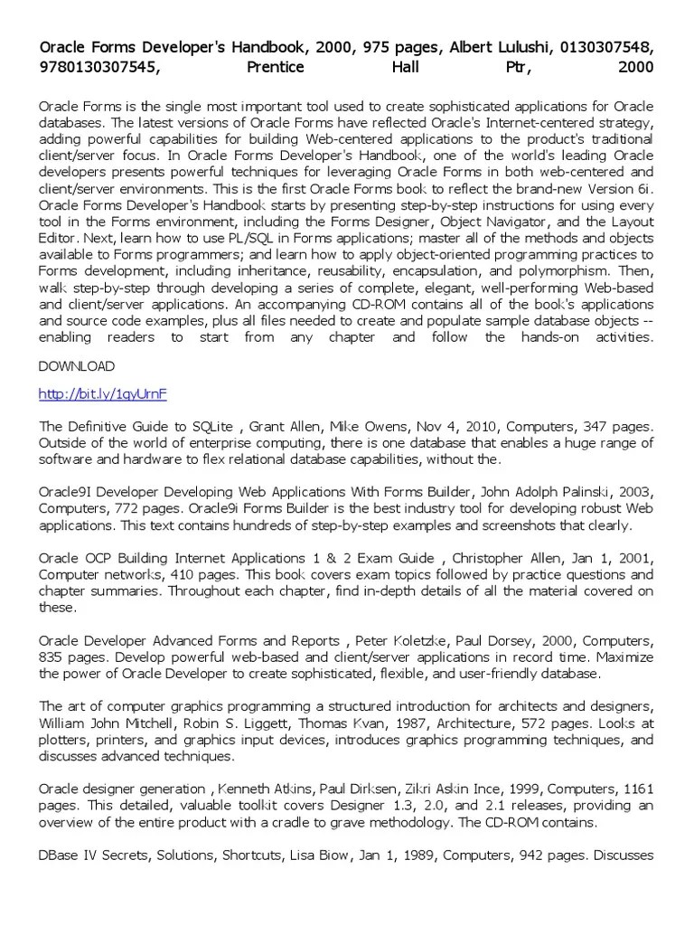 Oracle Forms Developers Handbook | PDF | Object (Computer Science ...