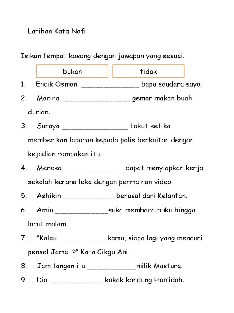 Gemar makan buah · 3. Latihan Kata Nafi Pdf