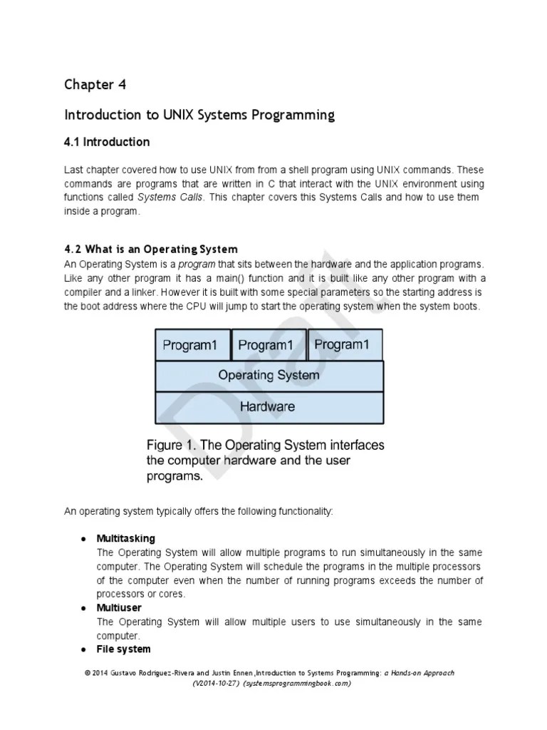 Draft: Introduction To UNIX Systems Programming | PDF | Unix | Operating System