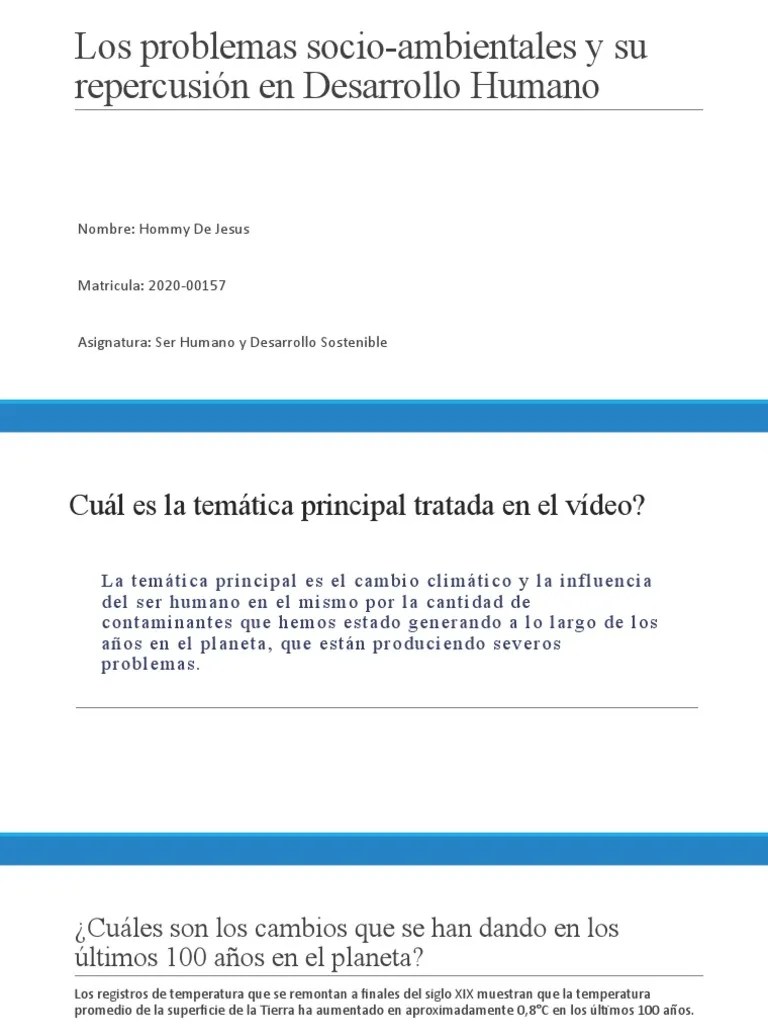 Tarea Semana VII - Los Problemas Socio-Ambientales Y Su Repercusión En Desarrollo Humano - Hommy ...