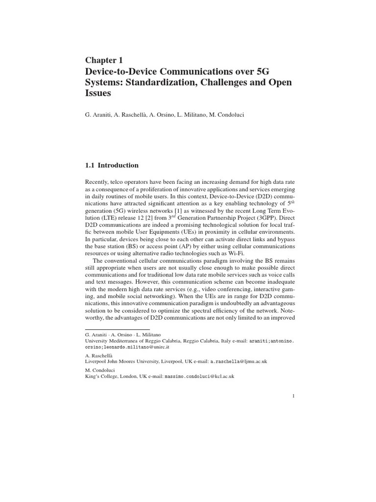 Device-To-Device Communications Over 5G | PDF | Computer Network ...